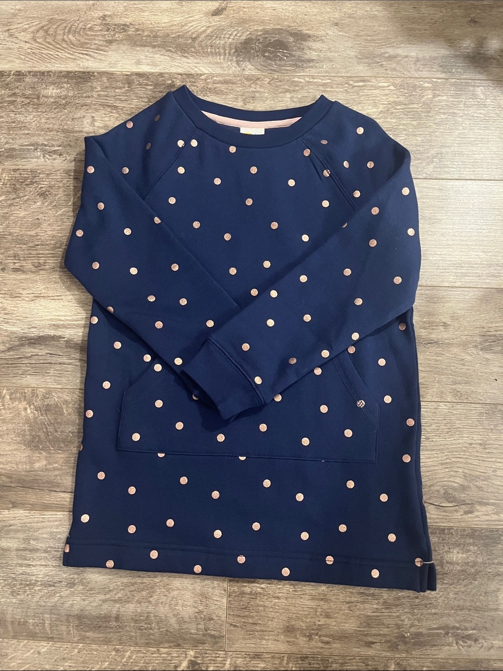 Boden Navy Sweatshirt with Rose Gold Polka Dots NWT 8/9 NWT girls